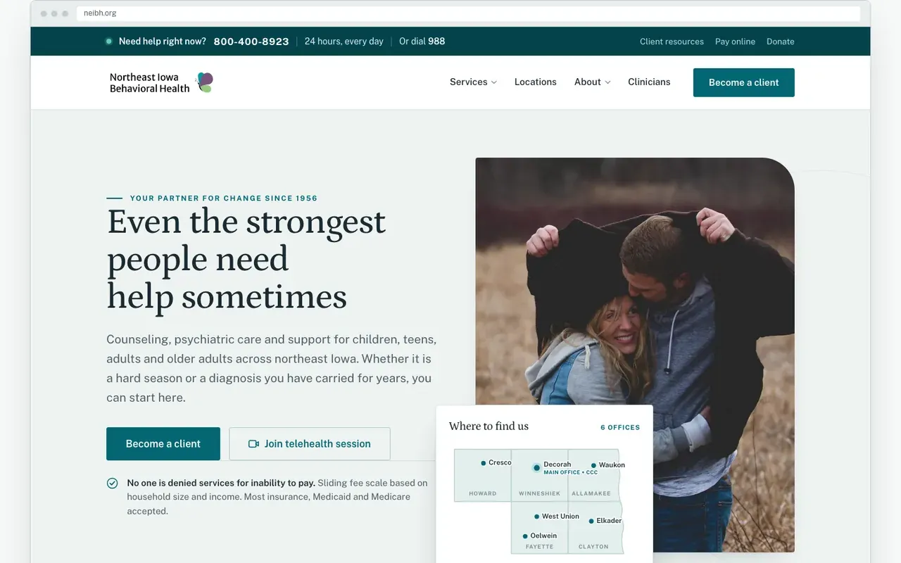 The Northeast Iowa Behavioral Health homepage